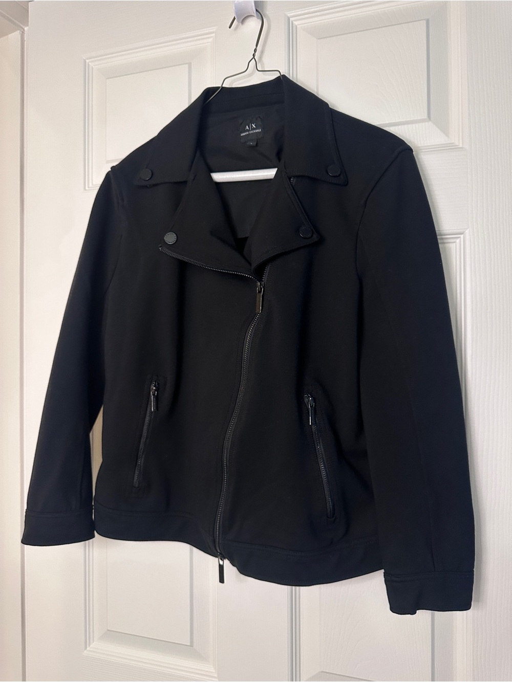 Armani Exchange Black Zip-Front Bomber Jacket